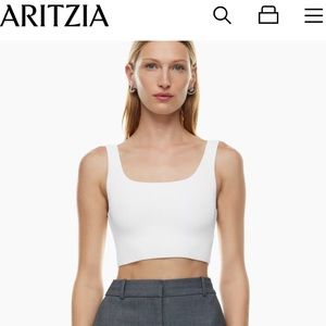 Aritzia Babaton Sculpt Knit Squareneck Cropped Tank in DARK PURPLE